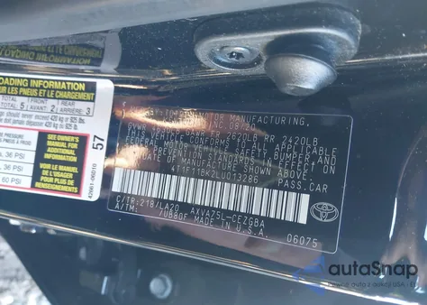 2020 Toyota Camry Xle z USA, uszkodzony, nr VIN 4T1F11BK2LU013286